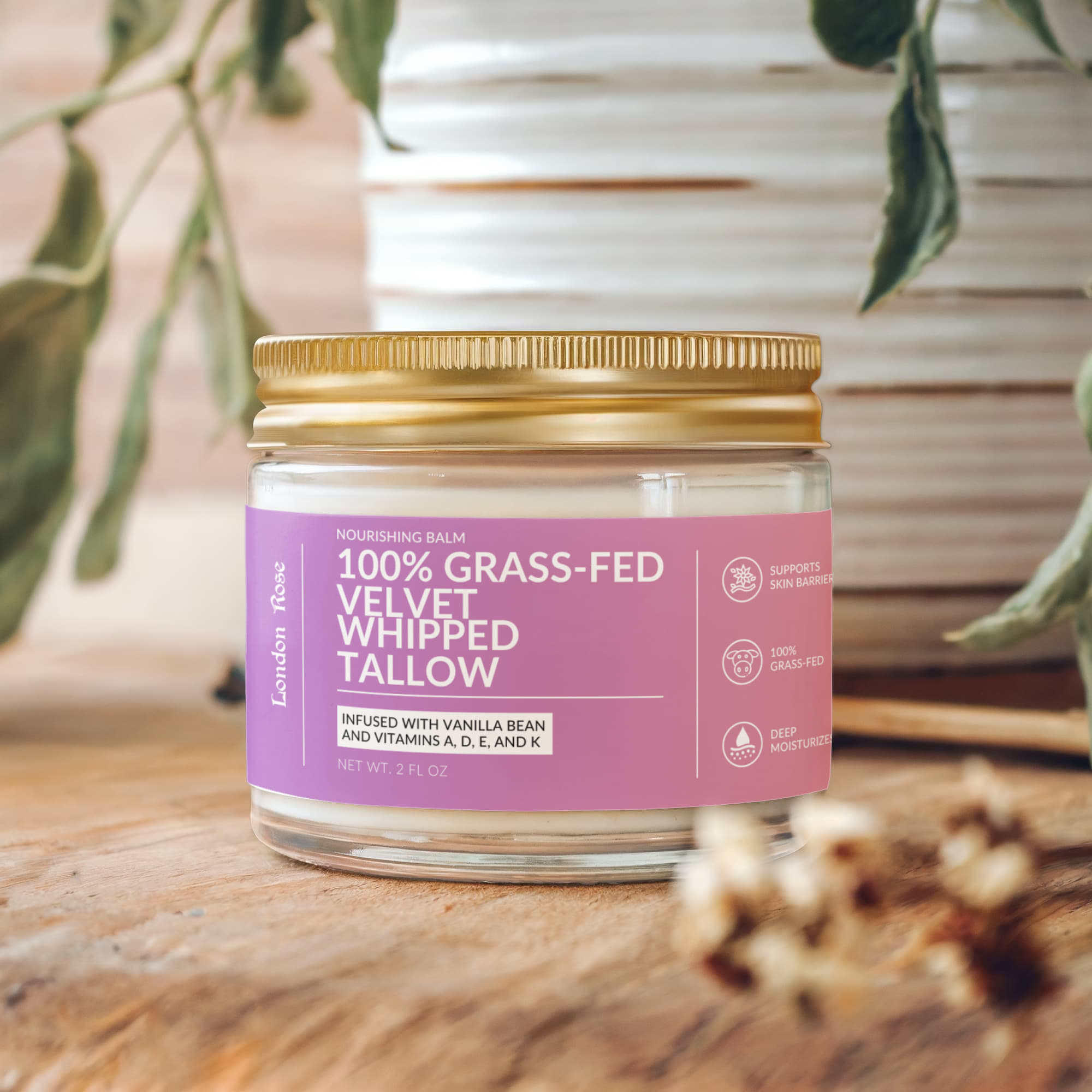 Whipped Grass-Fed Tallow Balm with Vanilla Bean